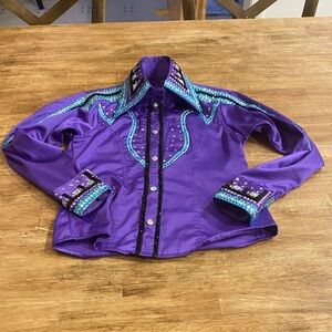 Embellished purple western pleasure show shirt rodeo